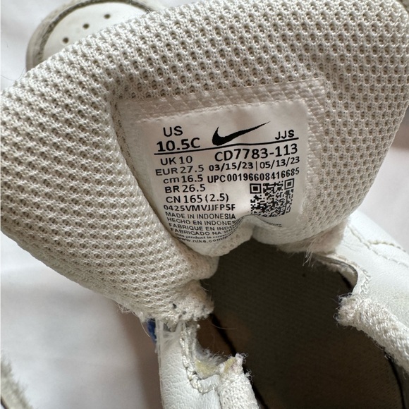 Nike Court Borough Mid 2 Boys Size 10.5 White & Blue Shoes Sneakers CD7784-113 - Picture 7 of 7